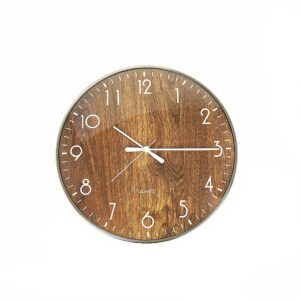 Randy Travis Machinery Wood effect Round Wall Clock Silent Non Ticking Quartz 35cm