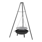 Tripod Garden Fire Pit BBQ Cast Iron & Steel Bowl