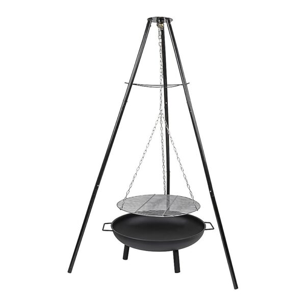 Tripod Garden Fire Pit BBQ Cast Iron & Steel Bowl