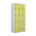 12 Door Locker for Office Gym Shed School Home Storage Standard Lock with 2 Keys. Grey with Yellow Door. Durable Cold Rolled Steel.