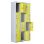 12 Door Locker for Office Gym Shed School Home Storage Padlock operated Grey/Yellow