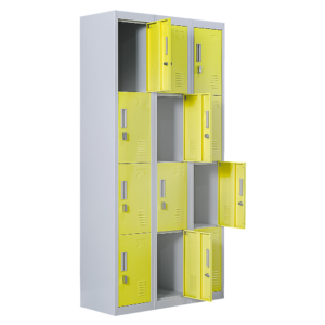 12 Door Locker for Office Gym Shed School Home Storage Padlock operated Grey/Yellow