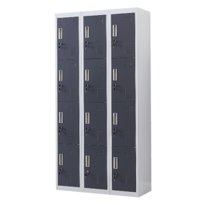 12 Door Locker for Office Gym Shed School Home Storage Standard Lock with Keys. Grey with Charcoal Door. Durable Cold Rolled Steel. 30kg Capacity.