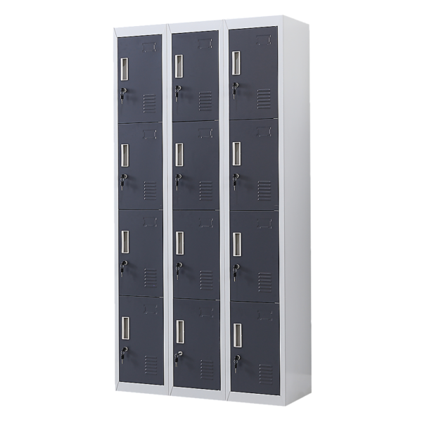 12 Door Locker for Office Gym Shed School Home Storage Standard Lock with Keys. Grey with Charcoal Door. Durable Cold Rolled Steel. 30kg Capacity.