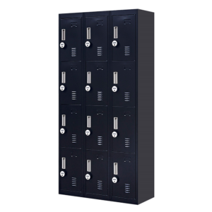 12 Door Locker for Office Gym Shed School Home Storage 4 Digit Combination Lock. Grey 30kg capacity built in vents durable steel easy assembly