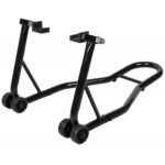 Rear Motorcycle Stand Heavy Duty Lift Paddock Carrier Bike Fork. Steel Tubing Nylon Wheels 200kg Limit.