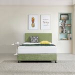 Linen Fabric Double Bed Deluxe Headboard Olive Green. Modern Elegance Long Lasting Linen Customisable Height Removable Cover.