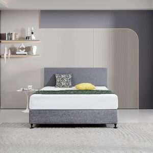 Linen Fabric Queen Bed Deluxe Headboard Modern Elegance Slate Ash Customisable Height