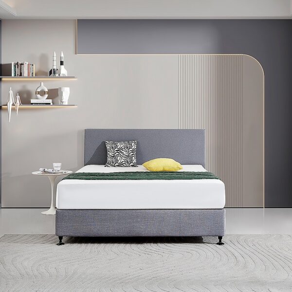 Linen Fabric Queen Bed Deluxe Headboard Modern Elegance Slate Ash Customisable Height