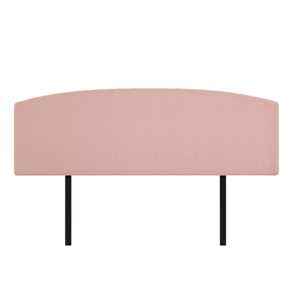 Linen Fabric King Bed Curved Headboard Modern Elegance Pale Pink Customisable Height