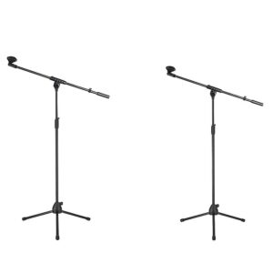 Stage Stands Tripod Mic Stand with Boom 2 Pack Durable Lightweight Metal Non Slip Feet Adjustable Height 26 Fixed Boom