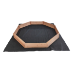 Kids Sand Pit Large Octagonal Wooden Sandpit FSC Certified Timber Bench Seats Black Ground Sheet