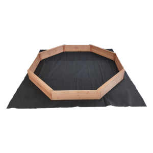 Kids Sand Pit Large Octagonal Wooden Sandpit FSC Certified Timber Bench Seats Black Ground Sheet