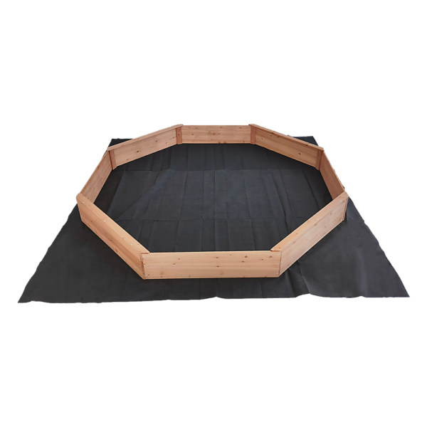 Kids Sand Pit Large Octagonal Wooden Sandpit FSC Certified Timber Bench Seats Black Ground Sheet