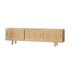 Natural Bamboo TV Cabinet Entertainment Stand Eco Friendly Versatile Easy Assembly 150x30x37cm