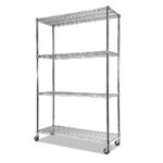 Modular Wire Storage Shelf Carbon Chrome Plated 1200x450x1800mm with Wheels