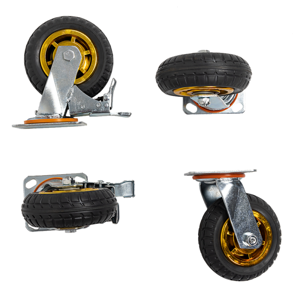 Heavy Duty Castor Wheels 6 150mm Swivel Silent Caster 2 Brakes 800KG Galvanized Steel & Rubber