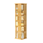 360 Rotating Bookshelf Bamboo Storage Display Rack Shelving in Wood 6 Shelves 360 Rotating Design