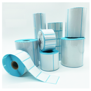 Premium Quality Thermal Label Paper White Light Blue Back Rectangle Permanent Adhesive 60 x 50mm