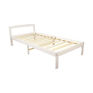 Natural Wooden Bed Frame Single Pine Wood Stable Sturdy Non Toxic Paint 195x97cm