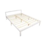 Natural Wooden Bed Frame Double Pine Wood Stable Sturdy Non Toxic Paint 195x144cm