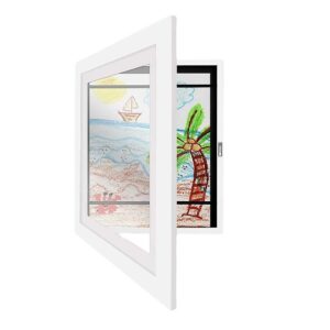 Kids Art Wood Frame Children Art Projects Display Hold 150 Pictures Magnetic Front Opening Frames