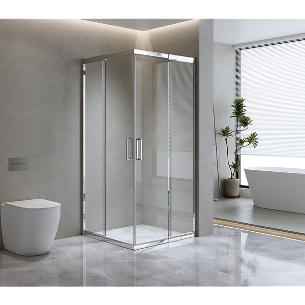 Adjustable 900x900mm Double Sliding Door Glass Shower Screen in Chrome High Quality Waterproof 6mm Tempered Glass