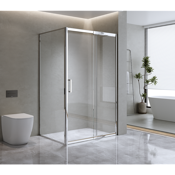 150mm Adjustable (1700x1010mm) Single Door Corner Sliding Glass Shower Screen in Chrome