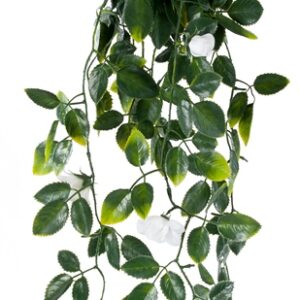 White Mixed Hanging Foliage UV 60cm Green Leaves & Flowers for Vertical Garden Wall