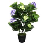 Artificial Hydrangea Plant 74cm Mixed Purples & Yellows Eco Friendly Indoor/Outdoor