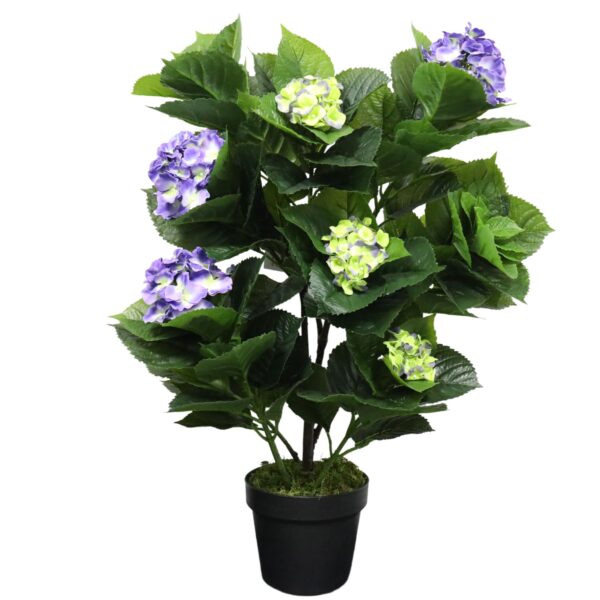 Artificial Hydrangea Plant 74cm Mixed Purples & Yellows Eco Friendly Indoor/Outdoor