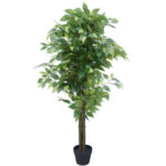 Artificial Bushy Ficus Tree 145cm Deluxe Synthetic Potted Tree with Multiple Stems & Thick Foliage