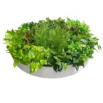 Artificial Green Wall Disc Art 80cm Mixed Fern Handmade Weatherproof White