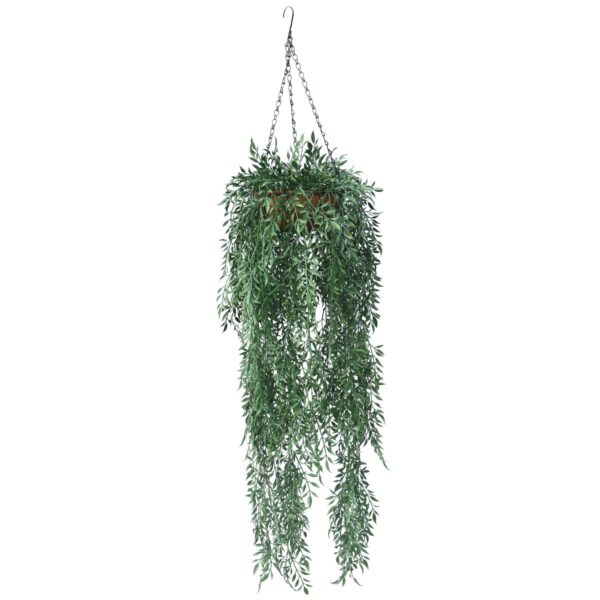 Artificial Hanging Fern Basket Lifelike Foliage Coconut Liner Pot UV Treated 110 cm