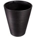 Decorative Textured Round Black Planter 47cm Weather Resistant Durable Recycled Materials