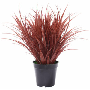 Artificial Ornamental Potted Dense Burgundy Grass 38cm High Quality Faux Bushes for Home & Garden Decor