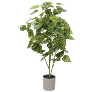 Bright Mixed Philodendron Plant 70cm Realistic Variegated Leaves Geometric Pot