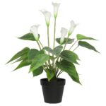 Artificial Flowering White Peace Lily / Calla Lily Plant 50cm Real Touch Leaves