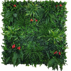 Elegant Red Rose Vertical Garden / Green Wall UV Resistant 100cm x 100cm Handmade with Artificial Foliage and Roses for Indoor/Outdoor Use