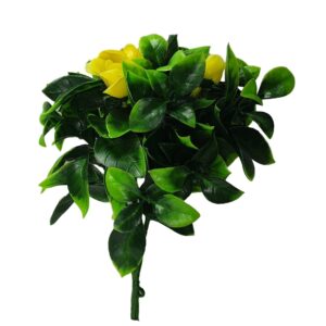 Flowering Yellow Rose Stem UV Resistant 30cm Elegant Hand Assembled Fake Plant for Green Walls