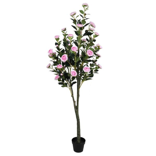 Artificial Camellia Tree Pink Flowering 180cm Evergreen Leaves High Quality Foliage