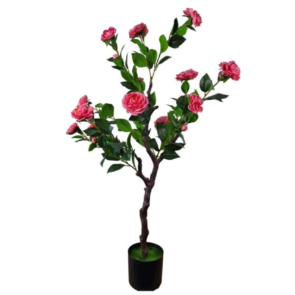 Flowering Natural Pink Artificial Camellia Tree 100cm Indoor RealTex Hand Made