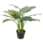 Artificial Potted Taro Plant / Elephant Ear 70cm Elegant & Compact Indoor Decor Vivid Green Foliage