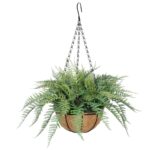 Artificial Potted Fern Hanging Basket UV Resistant 55cm Fresh Green Indoor/Outdoor