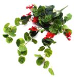 Artificial Geranium Hanging Bush Red Flowers 60cm Indoor Use Life like Faux Plant