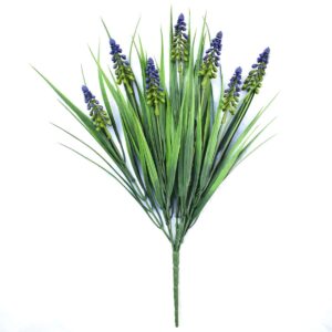 Artificial Dense English Lavender Stem UV Resistant 50cm Realistic Faux Plant for Indoor/Outdoor Use