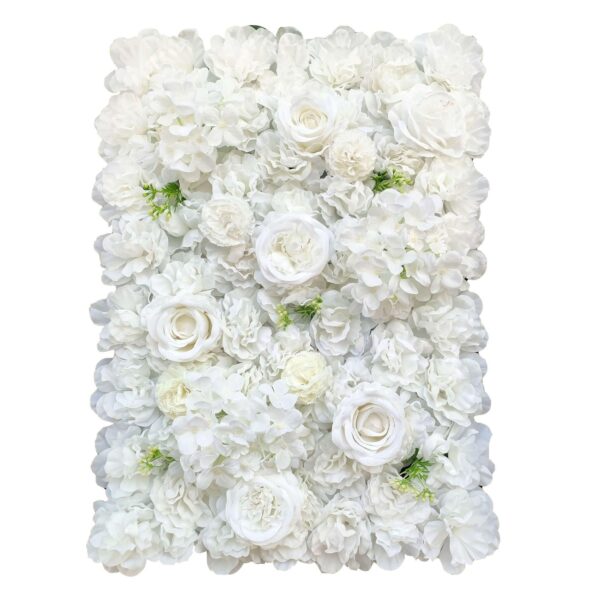 Artificial Flower Wall Panel Mixed Whites 40cm X 60cm Easy Hang Realistic Foliage