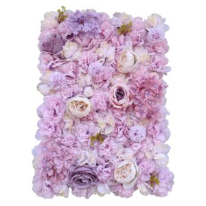 Artificial Flower Wall Panel with Faux Pink Flowers Instant Beautification Easy to Hang 40cm x 60cm