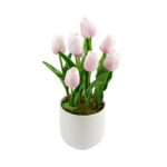 Artificial Tulip Flower Arrangement Eco Friendly Home Office Decor in Ceramic Bowl