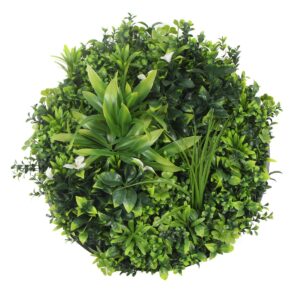 Artificial Green Wall Disc White Flowering UV Resistant Indoor Outdoor Decor